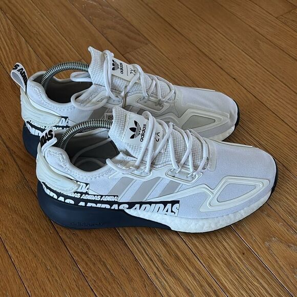 ADIDAS Shoes ZX 2K BOOST WHITE/BLUE tailgate‎ M 8 / W 9.5 Running shoes NEW - Picture 5 of 9